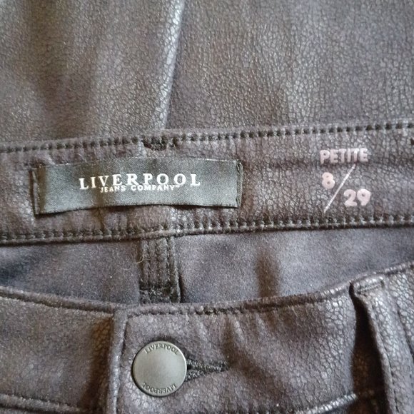 EUC Liverpool Black Faux Leather Pebble Print Madonna Leggings Size 8P - Picture 8 of 10